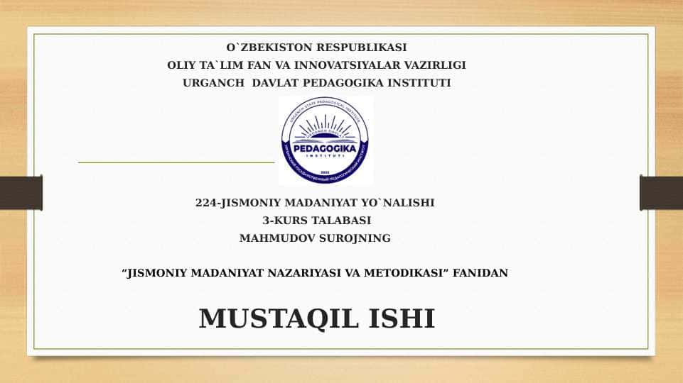 EGILUVCHANLIKNING RIVOJLANISH DARAJASINI ANIQLOVCHI OMLLAR.