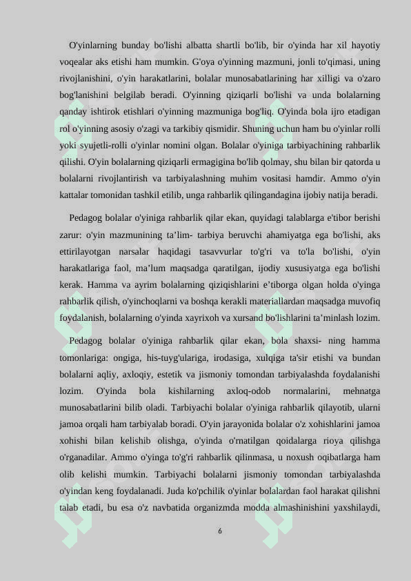 Oʻyin - bola faoliyatining asosiy turi 6