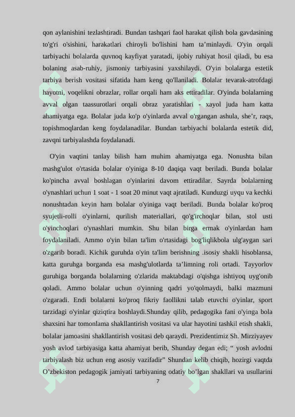 Oʻyin - bola faoliyatining asosiy turi 7
