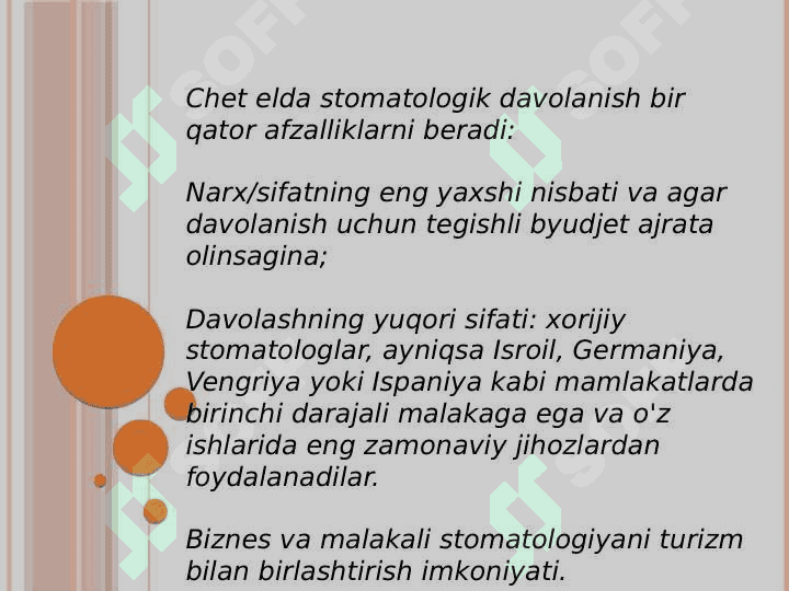Stomatologik xizmatlar 
bozori 3
