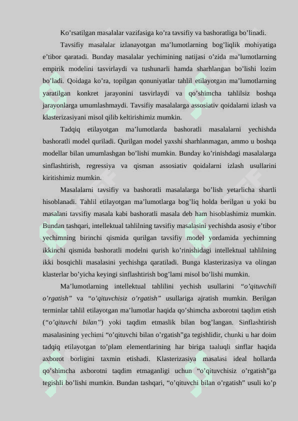 Ma'lumotlar intellektual tahlilning rivojlanish bosqichlari 3