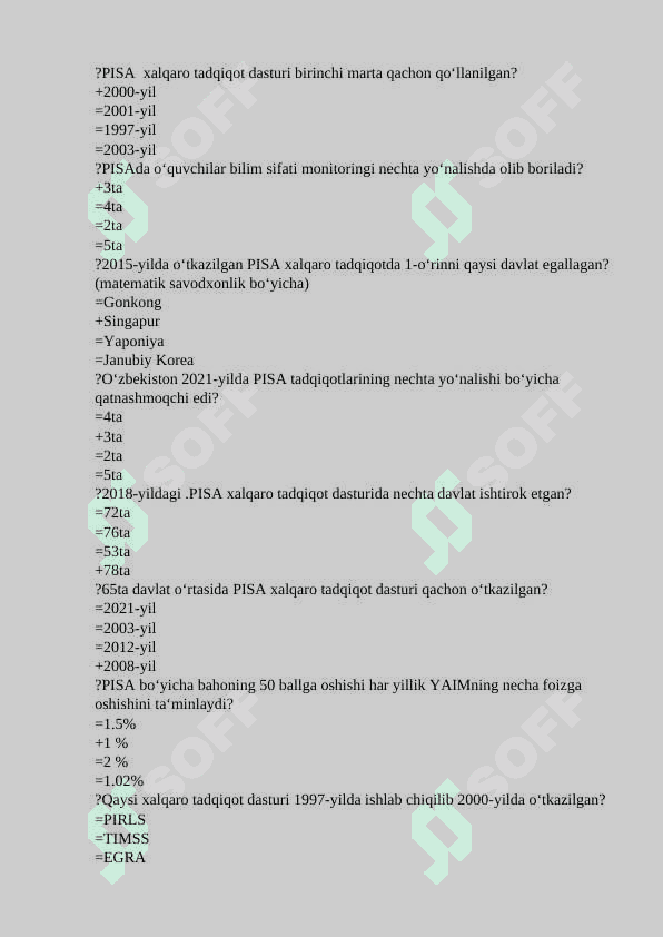 Boshlang'ich_ta'limda_xalqaro_baholash_dasturlari_me'zoni_dastur bo`yicha javobli testlar to`plami 8