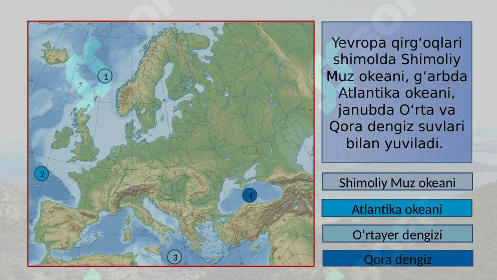 Yevropaning geografik o‘rni,  chegaralari va siyosiy xaritasi 6