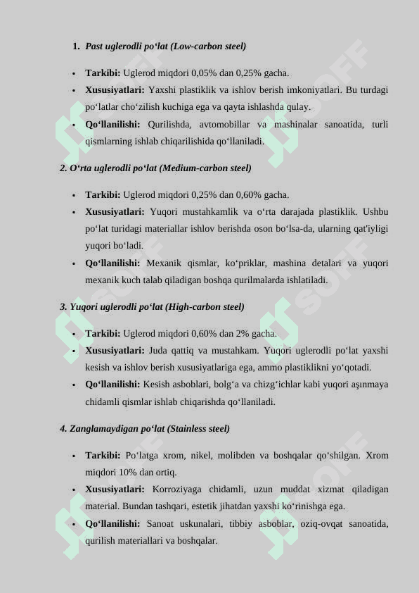 Metal materiallar va ularning qo'llanilishi 4