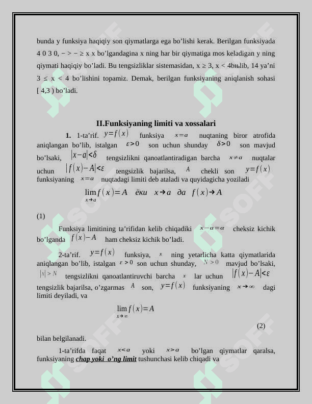 Funksiyaning limiti haqida tushuncha 4
