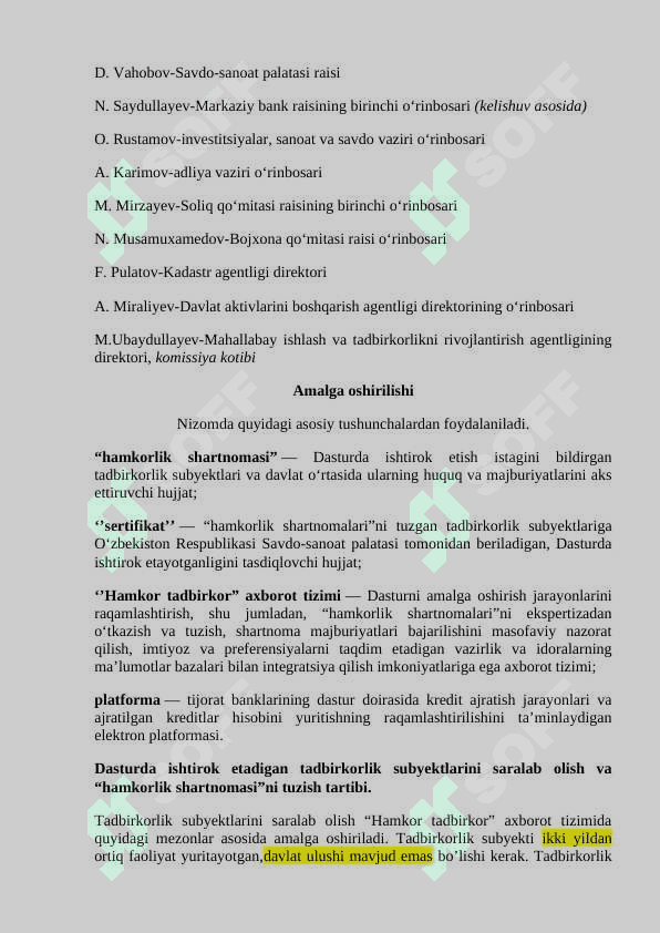 O’ZBEKISTON RESPUBLIKA.SI VAZIRLAR MAHKAMASI QARORI “20 MING TADBIRKOR — 500 MING MALAKALI MUTAXASSIS”DASTURI to’g’risida umumiy malumot 3