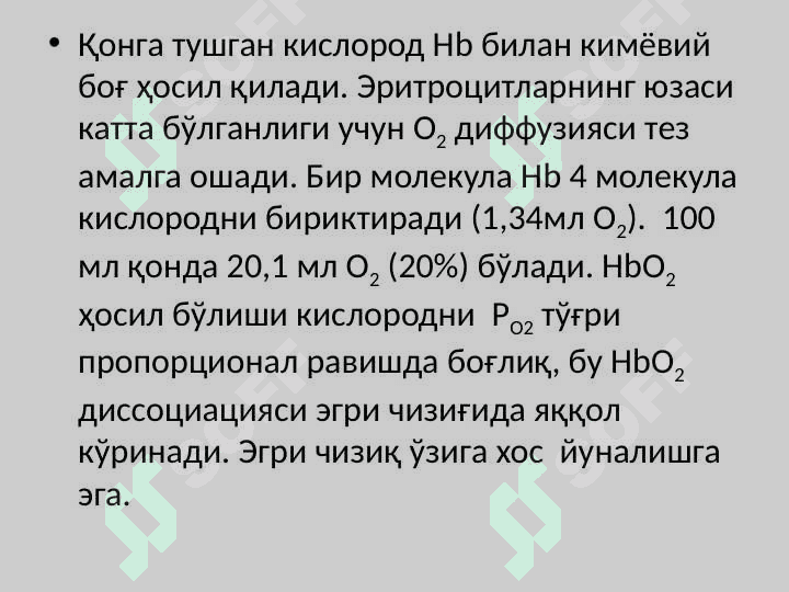 Ўпкада газлар алмашинуви. Қонда газларни ташилиши. Нафас бошқарилиши 7