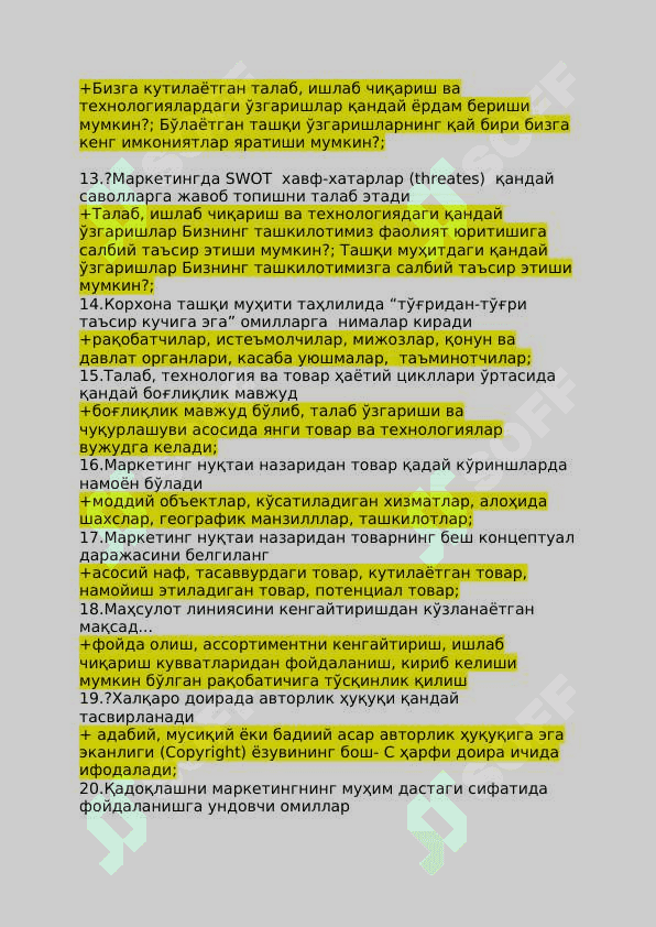 Marketing test savol javoblari bilan 2