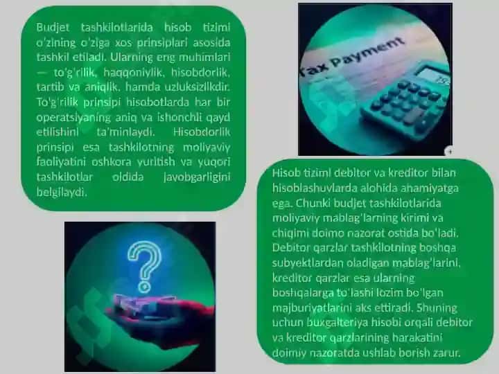 Budjet tashkilotlarida debitor va kreditorlar bilan hisoblashuvlar hisobi 3
