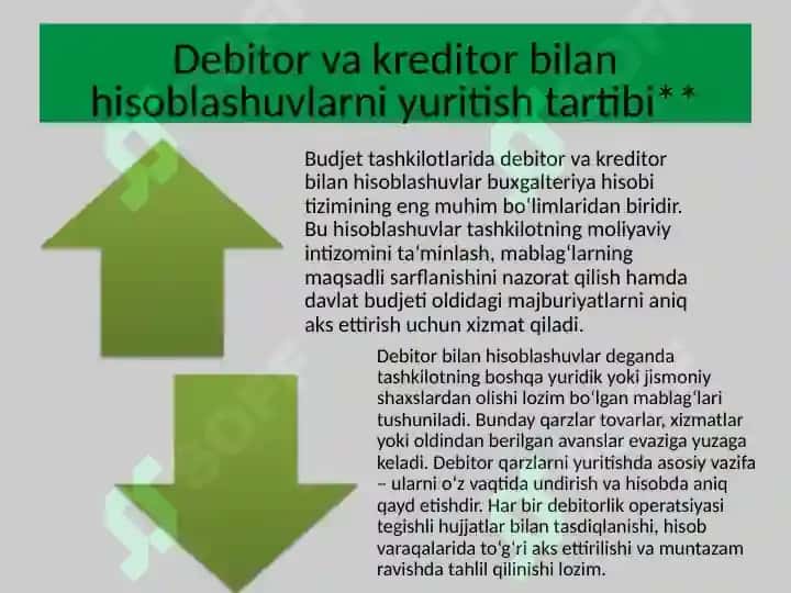 Budjet tashkilotlarida debitor va kreditorlar bilan hisoblashuvlar hisobi 4
