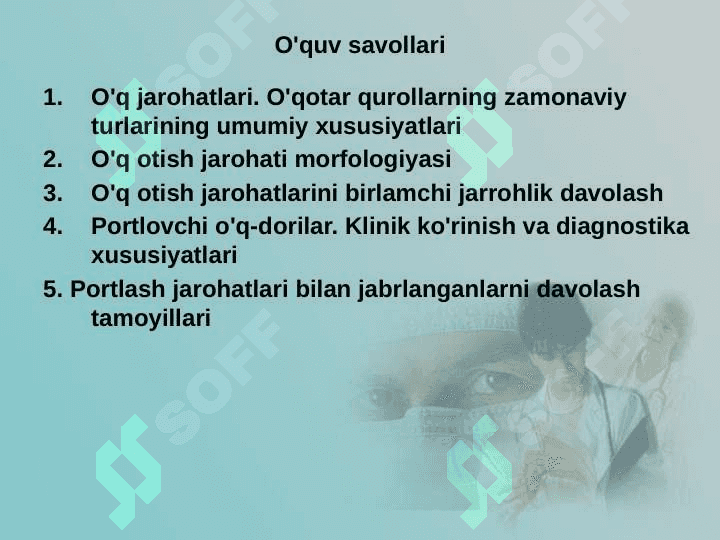 Zamonaviy o'q-dorilarning halokatli ta'sirining xususiyatlari. O'q otish jarohati patogenezi 2