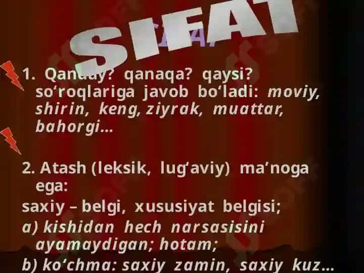 Sifat so'z turkumi 2