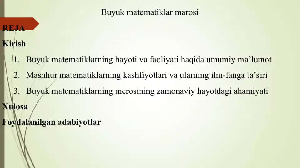 Buyuk matematiklar merosi