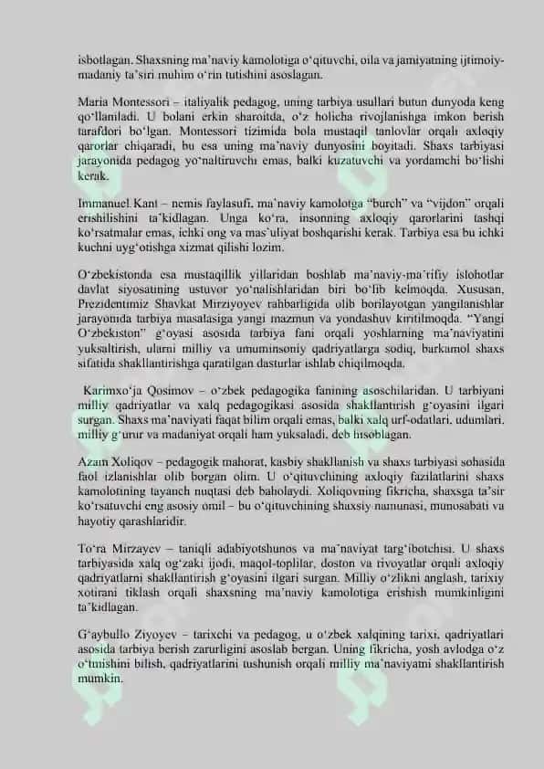 TARBIYA FANINI O’QITISH JARAYONIDA SHAXSNING MANAVIY KAMOLOTIGA OID FAZILATLARNI SHAKLLANTIRISH. 3