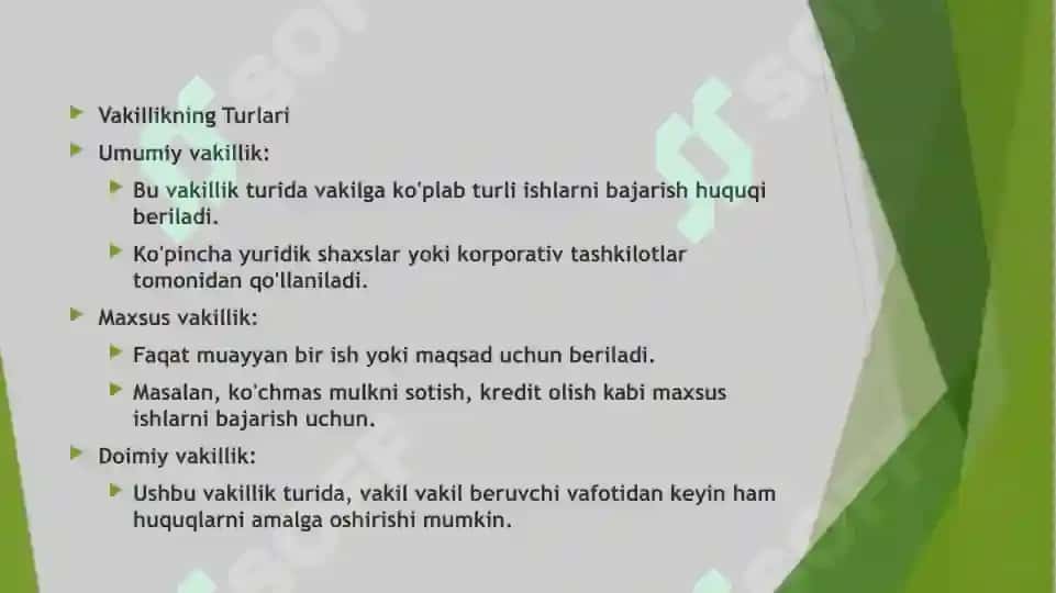Vakillik va ishonchnoma 3