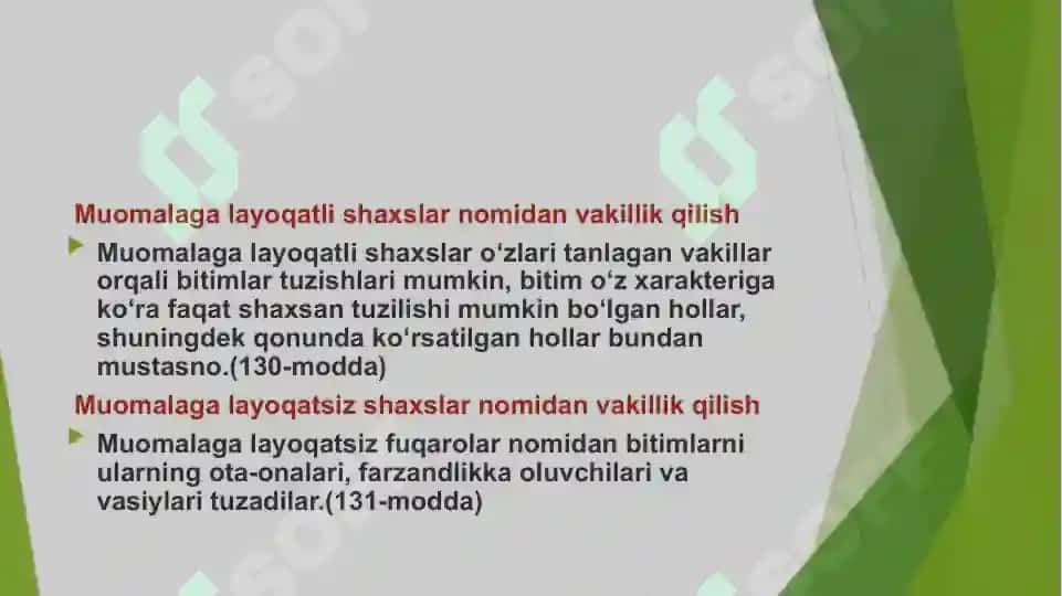 Vakillik va ishonchnoma 7