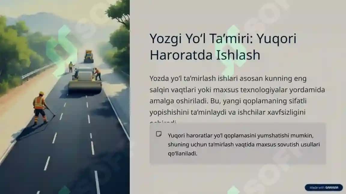 Avtomobil Yo‘llarini Yozgi, Bahorgi va Kuzgi Davrlarda Saqlash Ishlari 3