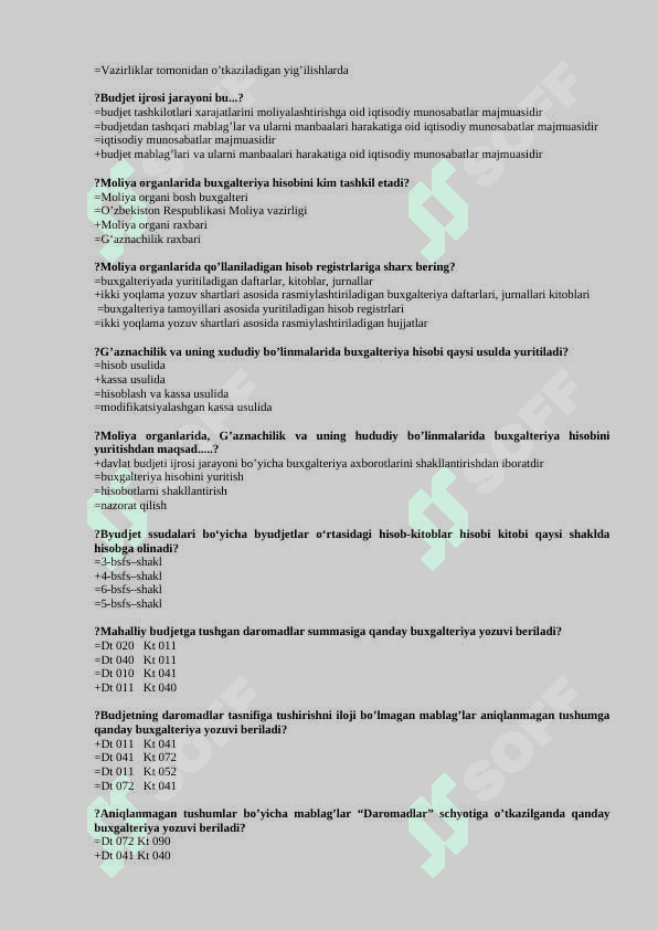 Byudjet test savollari javoblari bilan yakuniy 6