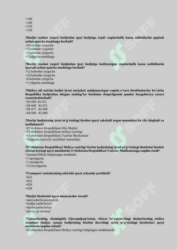 Byudjet test savollari javoblari bilan yakuniy 8