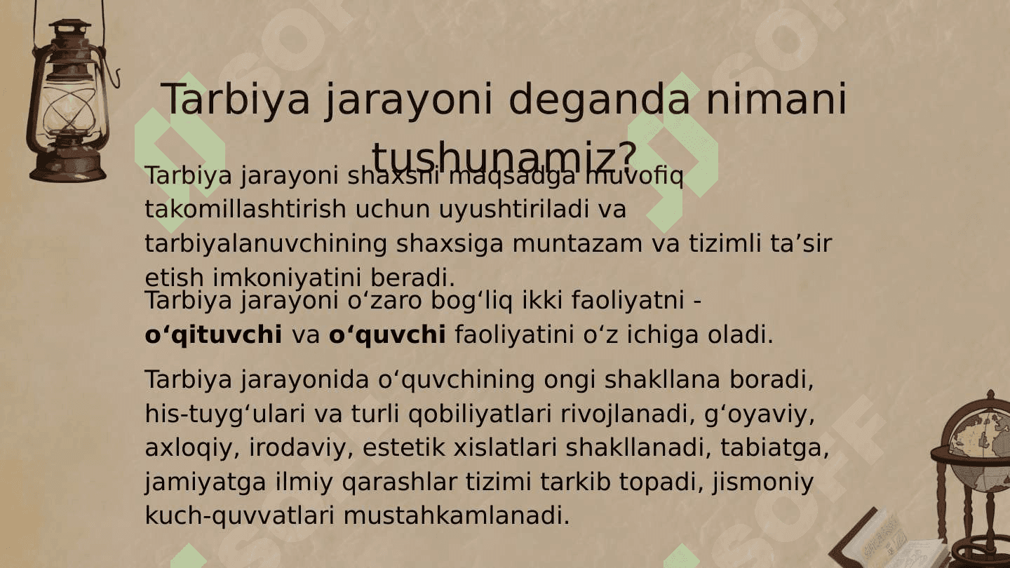 Pedagogik jarayonda tarbiyaning mazmuni 7