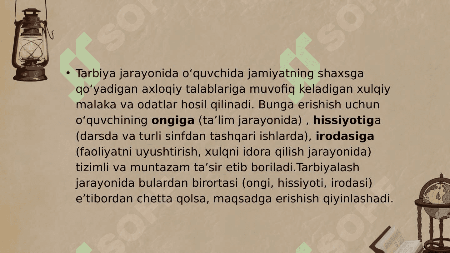 Pedagogik jarayonda tarbiyaning mazmuni 8