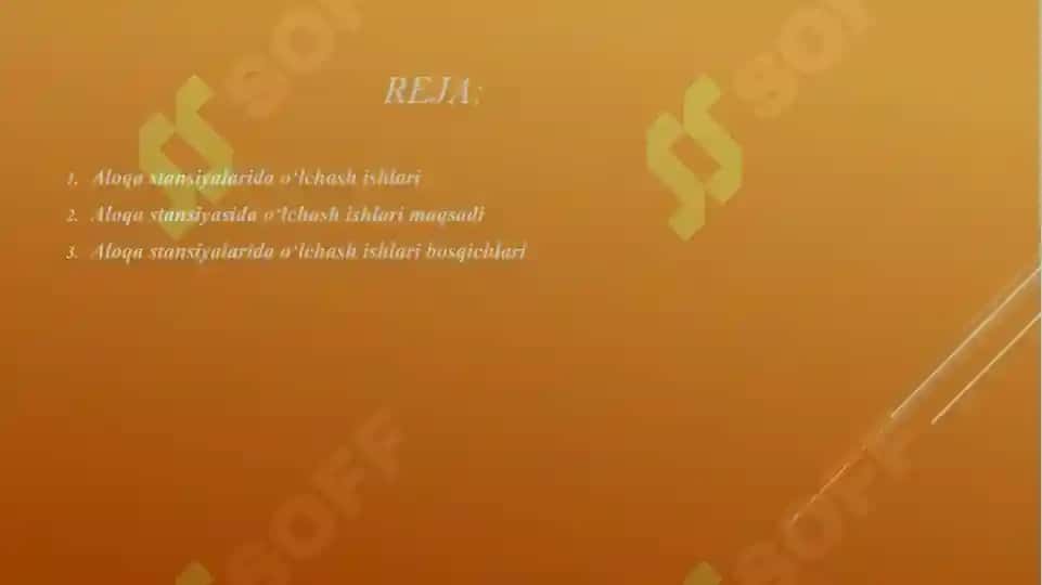 Aloqa stansiyalarida o’lchash ishlari. 2