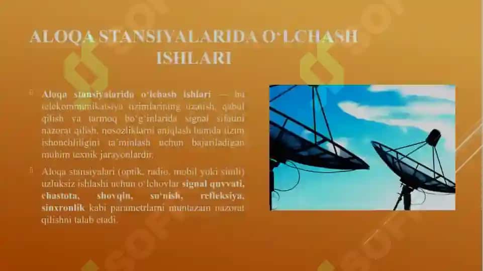 Aloqa stansiyalarida o’lchash ishlari. 3