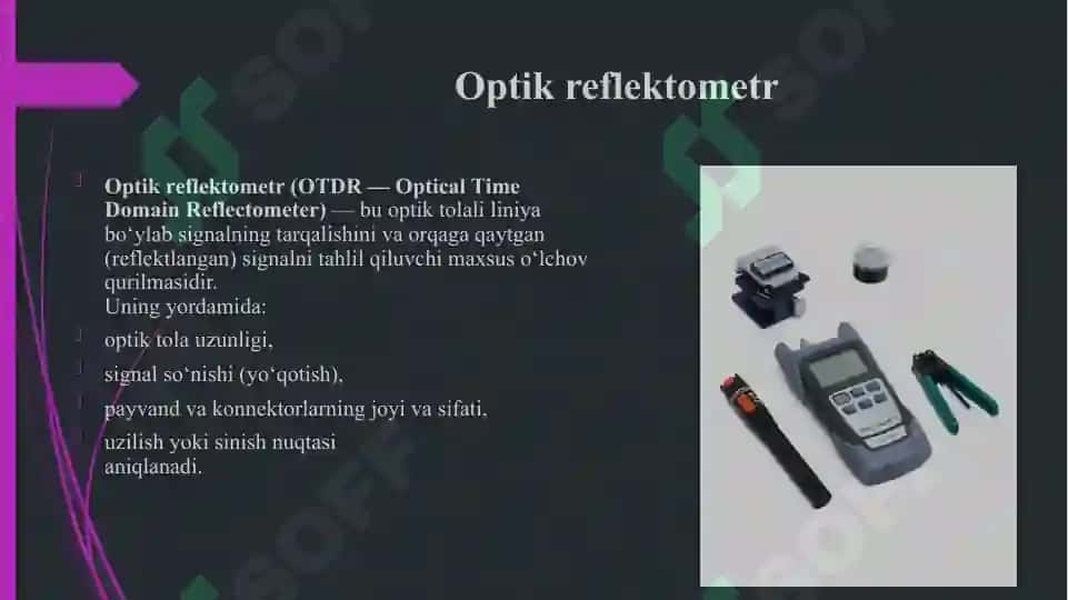 Optik uzatish liniyalarini oʻlchashda qoʻllaniladigan reflektometrlar va ularda oʻlchash usullari. 2