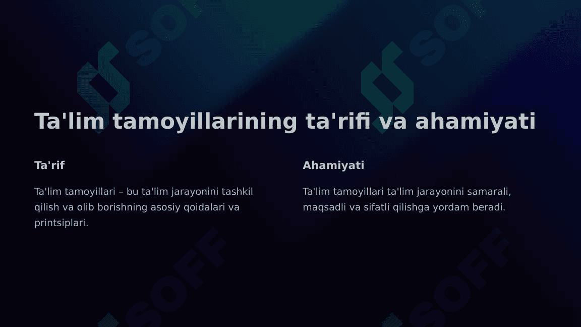 Ta'lim tamoyillari: Zamonaviy ta'limning asoslari 2