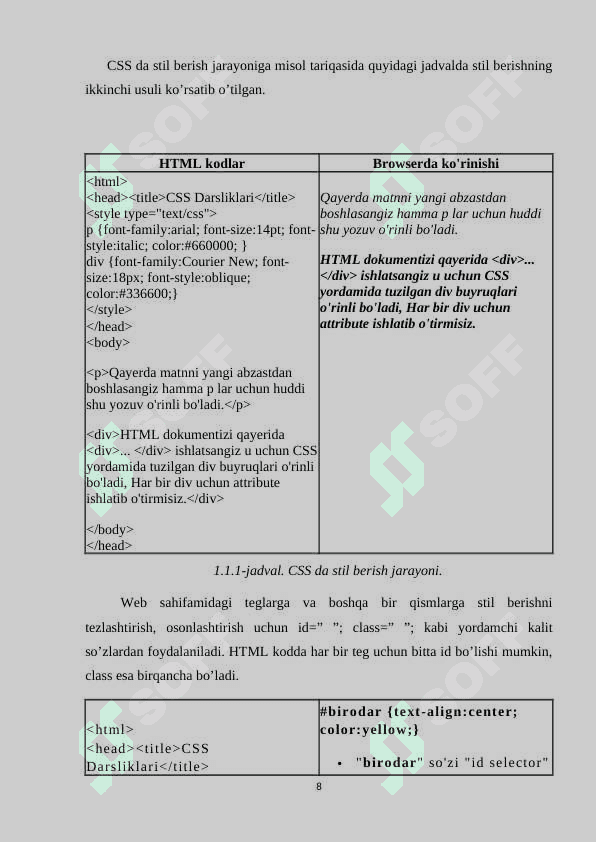 HTML VA CSS WEB -SAYTLARNI TASHKIL ETISH UCHUN ASOSIY TIL 8