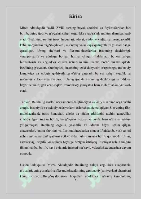MIRZO ABDULQODIR BEDIL XALQNI EZGULIKKA CHORLOVCHI GʻOYALARI HAQIDA 3