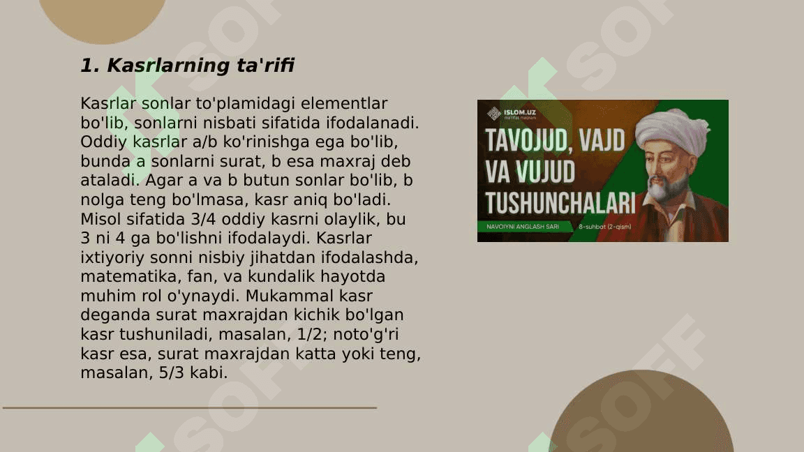 Dastlabki kasr tushunchalari va ularni tarixi bilan tanishish 3