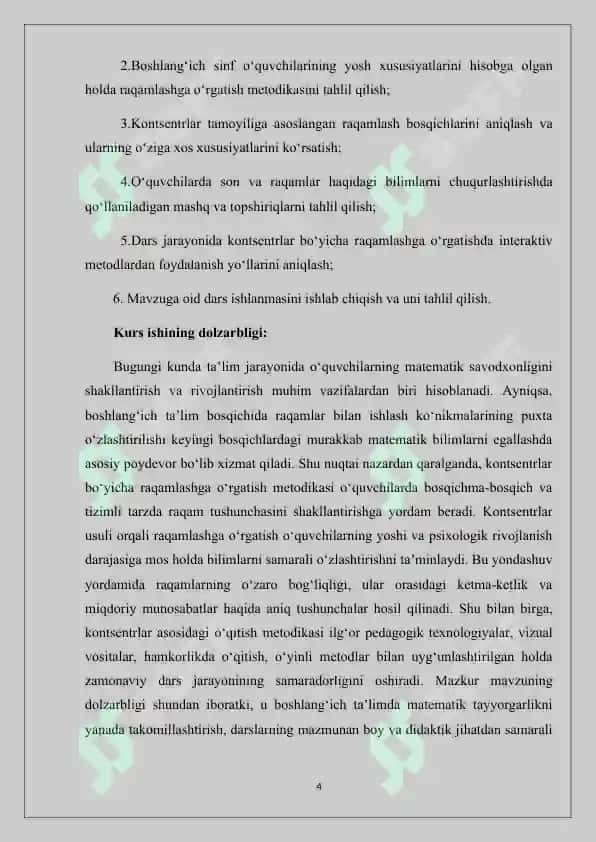 Kontsentrlar ( 10 ichidagi sonlar ) boʻyicha raqamlashga oʻrgatish metodikasi 4