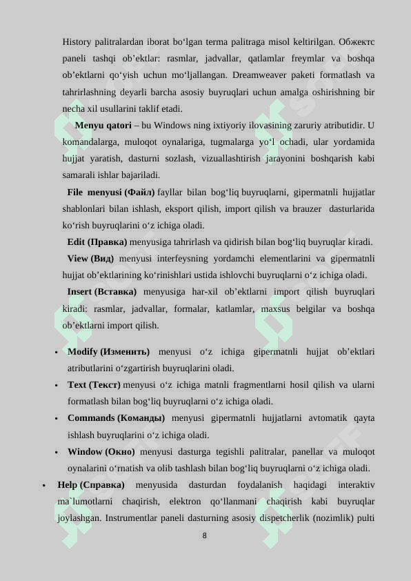 Adobe Photoshop dasturida rasmlar bilan ishlash jarayonida filtrlar va effektlardan foydalanishning ahamiyati. 8