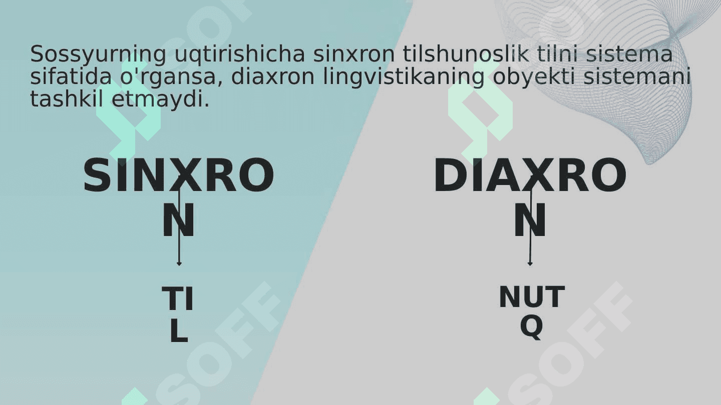 Tilning sinxron aspektda o'rganilishi. Til strukturasi 4