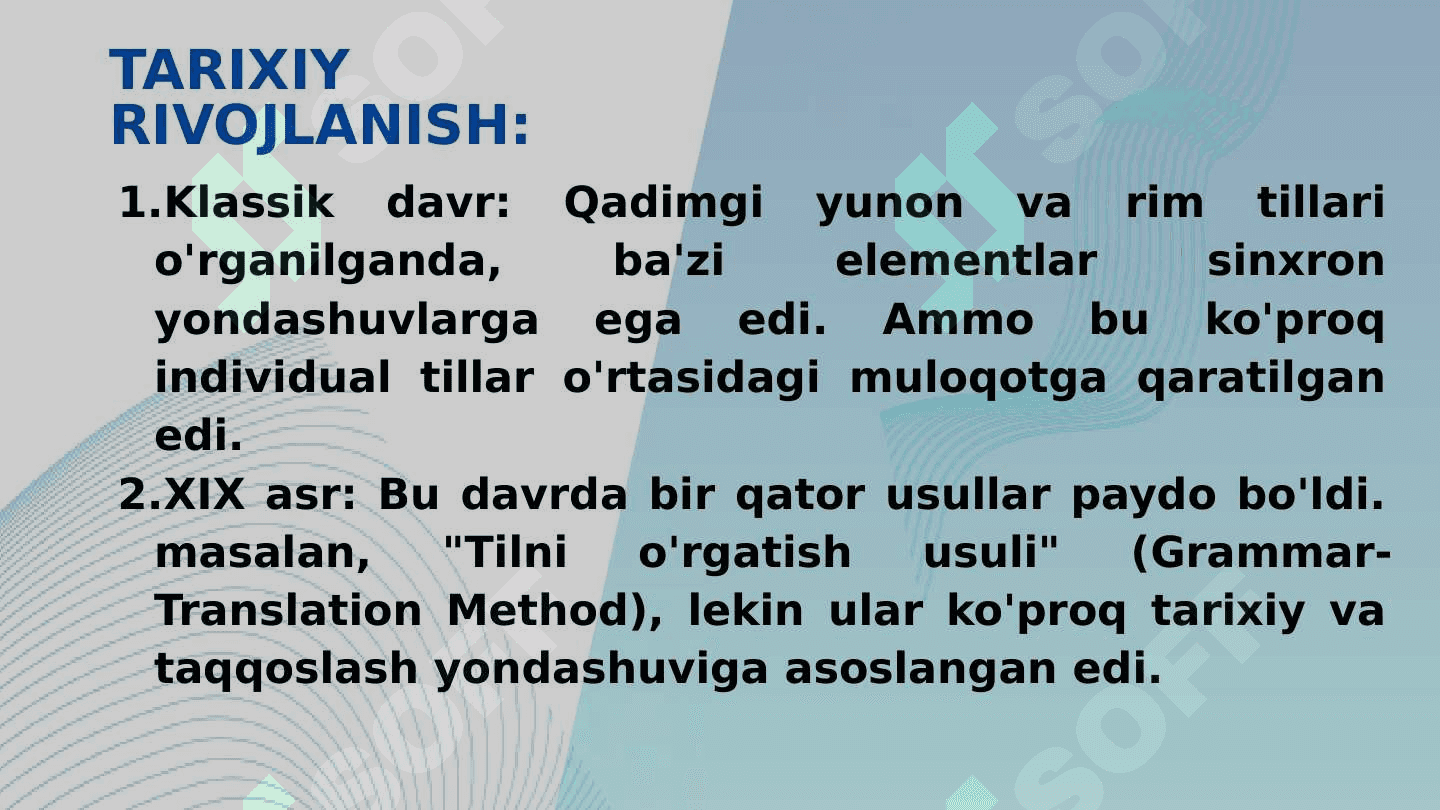 Tilning sinxron aspektda o'rganilishi. Til strukturasi 5