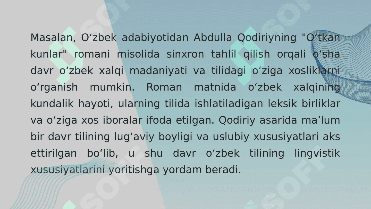 Tilning sinxron aspektda o'rganilishi. Til strukturasi 8