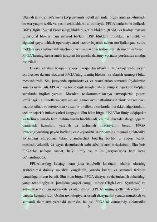 FPGA ASOSIDA O‘RNATILGAN TIZIMLARNI LOYIHALASH 6