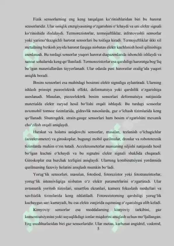 O‘RNATILGAN TIZIMLARDA SENSORLAR VA ULARNING INTERFEYSLARI 5