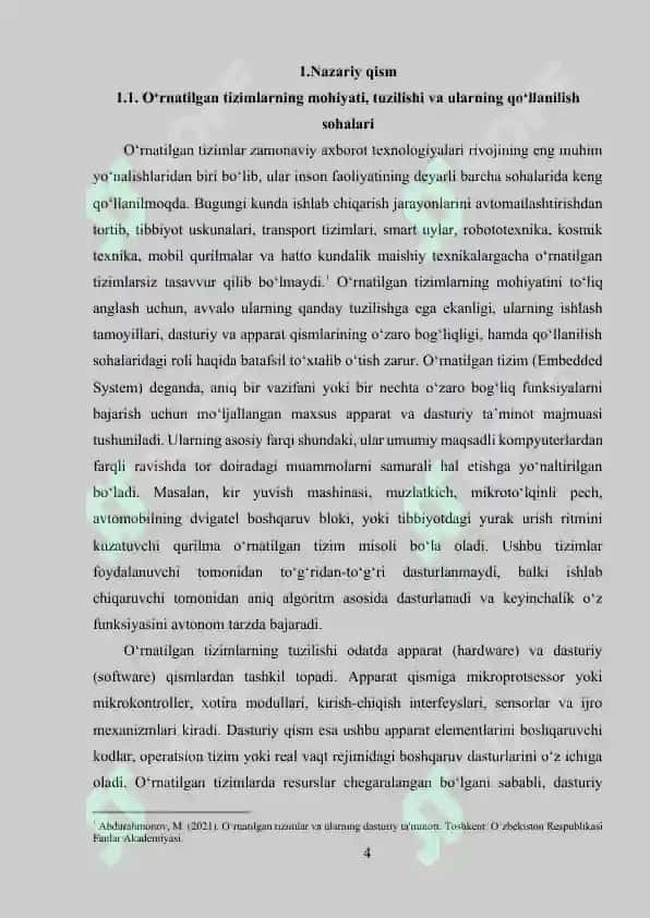 O‘RNATILGAN  TIZIMLARDA APPARAT VA DASTURIY TA’MINOTNING QO‘SHMA LOHIYALASH USULLARI  (HW/SW CO-DESIGN). 4