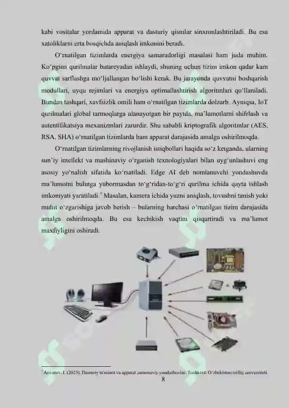 O‘RNATILGAN  TIZIMLARDA APPARAT VA DASTURIY TA’MINOTNING QO‘SHMA LOHIYALASH USULLARI  (HW/SW CO-DESIGN). 8