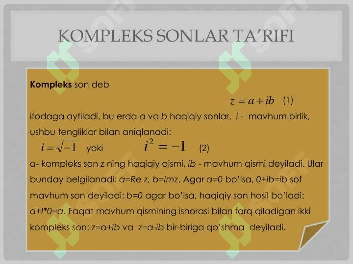 Kompleks sonlar 3