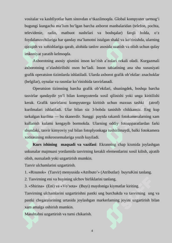 Paint grafik muharriri va uning imkoniyatlaridan samarali foydalanish usullari. 4