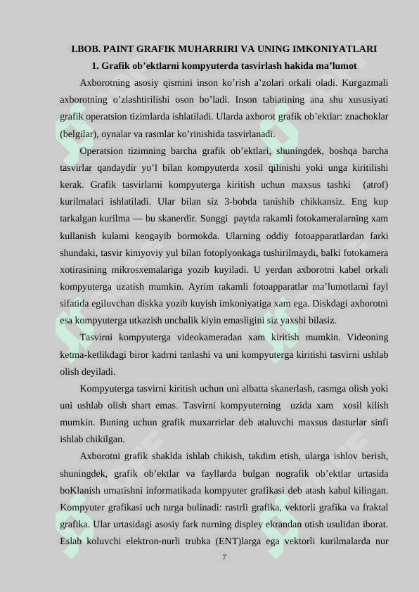 Paint grafik muharriri va uning imkoniyatlaridan samarali foydalanish usullari. 7