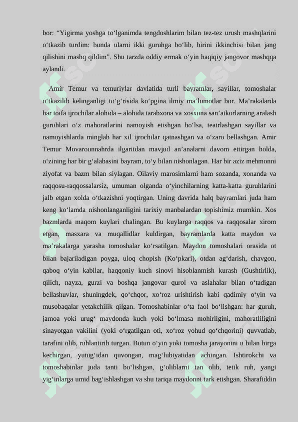 Тemur va temuriylar davlatining ijtimoiy-iqtisodiy, madaniy-maishiy taraqqiyoti, Me`morchilik, tasviriy san`at va amaliy san`at. 7