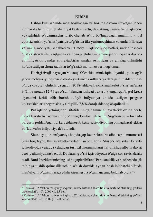 Inflyatsiya mohiyati, uni bartaraf etish imkoniyatlari. 4