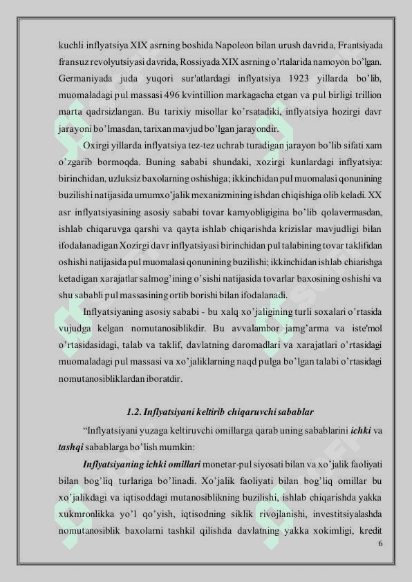 Inflyatsiya mohiyati, uni bartaraf etish imkoniyatlari. 7