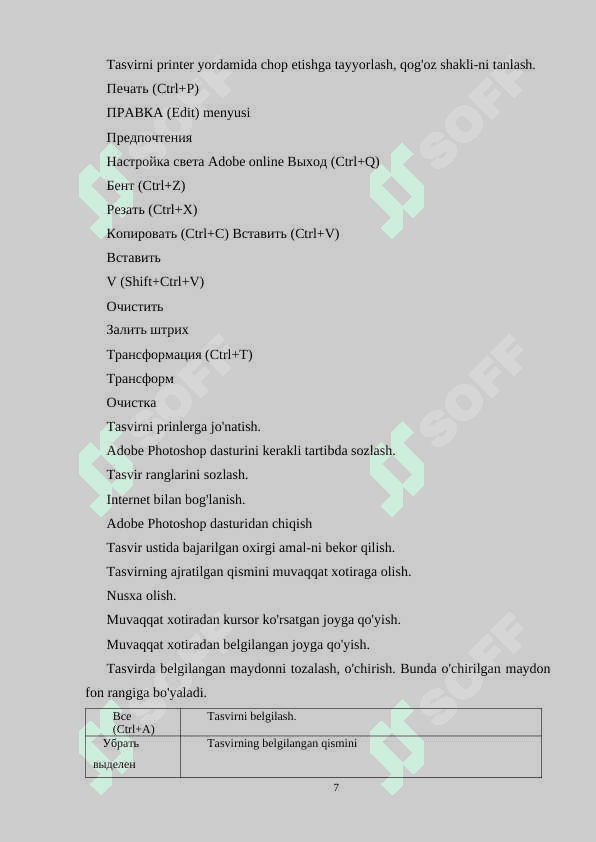 ADOBE PHOTOSHOP DASTURI VA IMKONIYATLAR 7