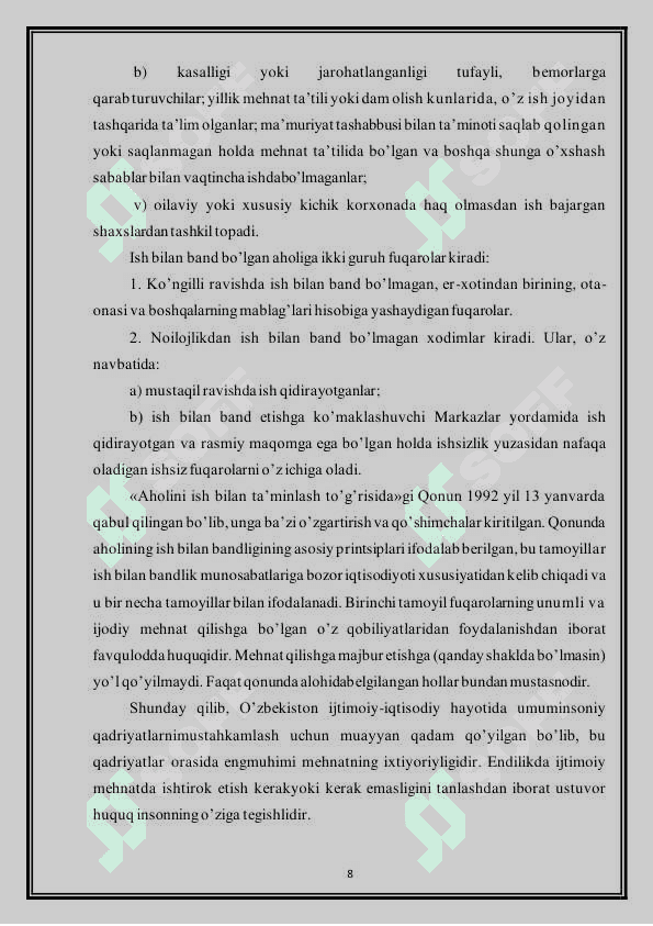 AHOLI BANDLIGI MUAMMOSINING IQTISODIY MOHIYATI 8