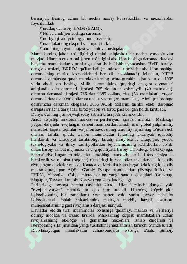 JAHON XOʻJALIGI TARAQQIYOTINING XOZIRGI ZAMON XUSUSIYATLARI 7